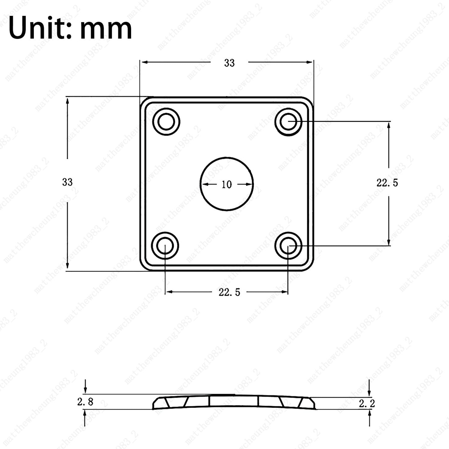 1x Plastic Guitar Universal Square Output Jack Plate Socket For Les Paul SG ES