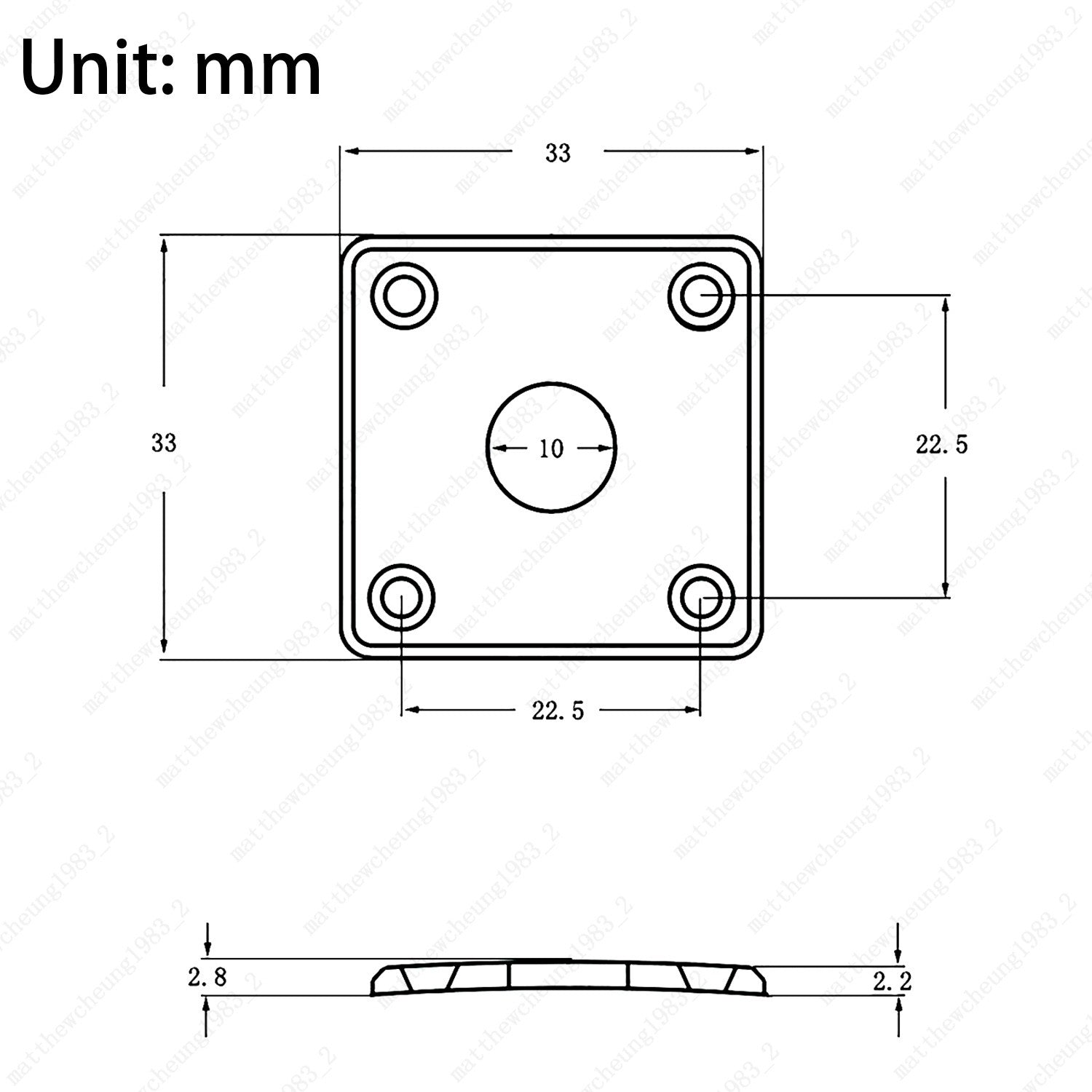 1x Plastic Guitar Universal Square Output Jack Plate Socket For Les Paul SG ES