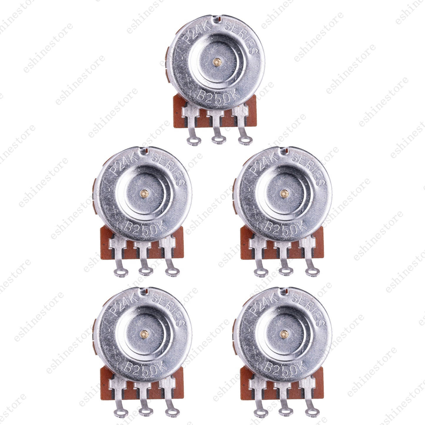 5pcs B250K Guitar Potentiometers Brass 15mm Short Shaft Pot US 24 Spline Fine