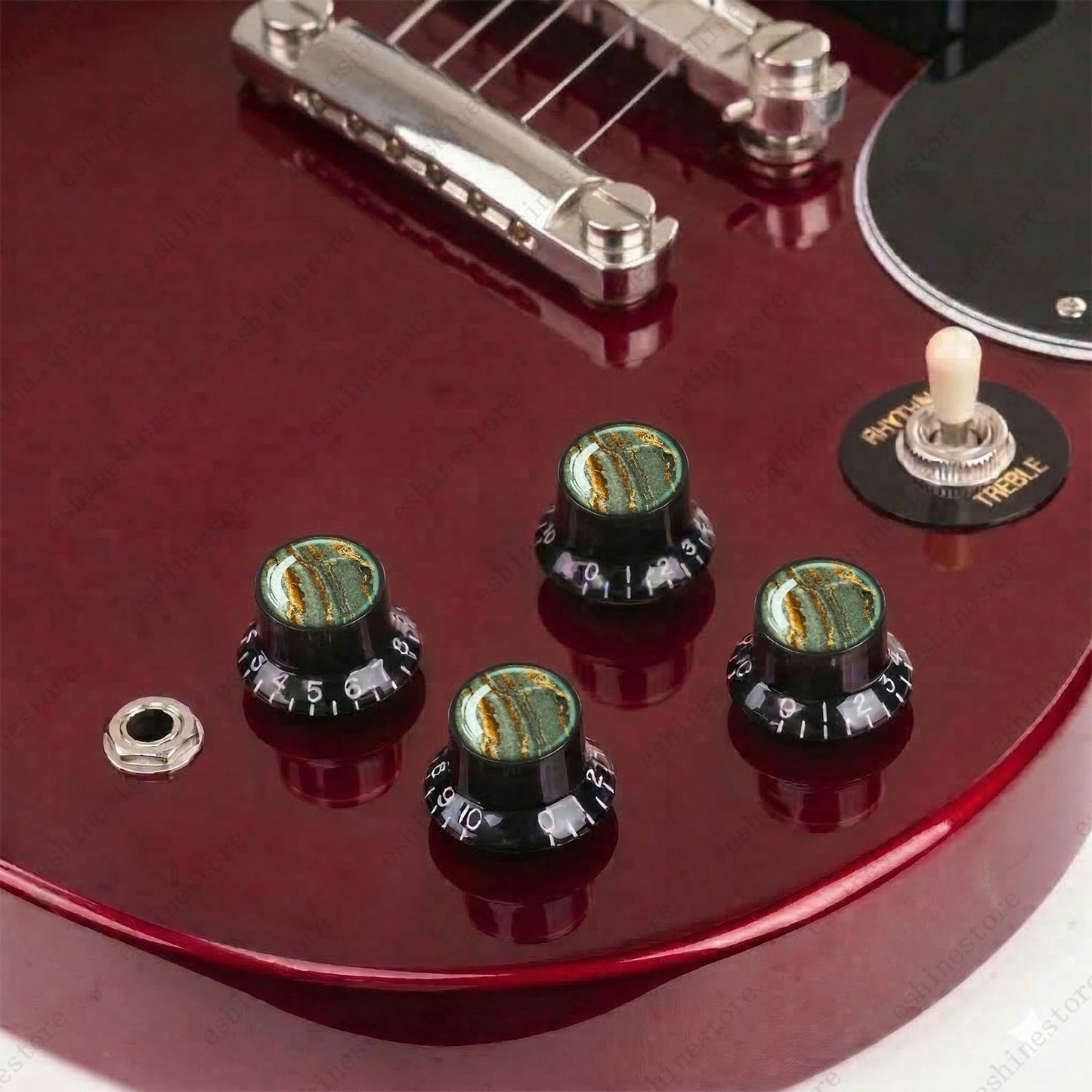 Guitar Reflector Knobs with Marble Texture Cap Top Hat Knob for Les Paul SG - 04