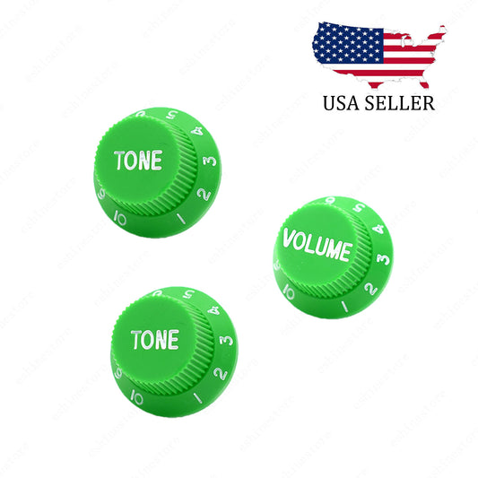 3x Green/White Numbers Electirc Guitar Knobs Volume Tone Knob fits Stratocaster