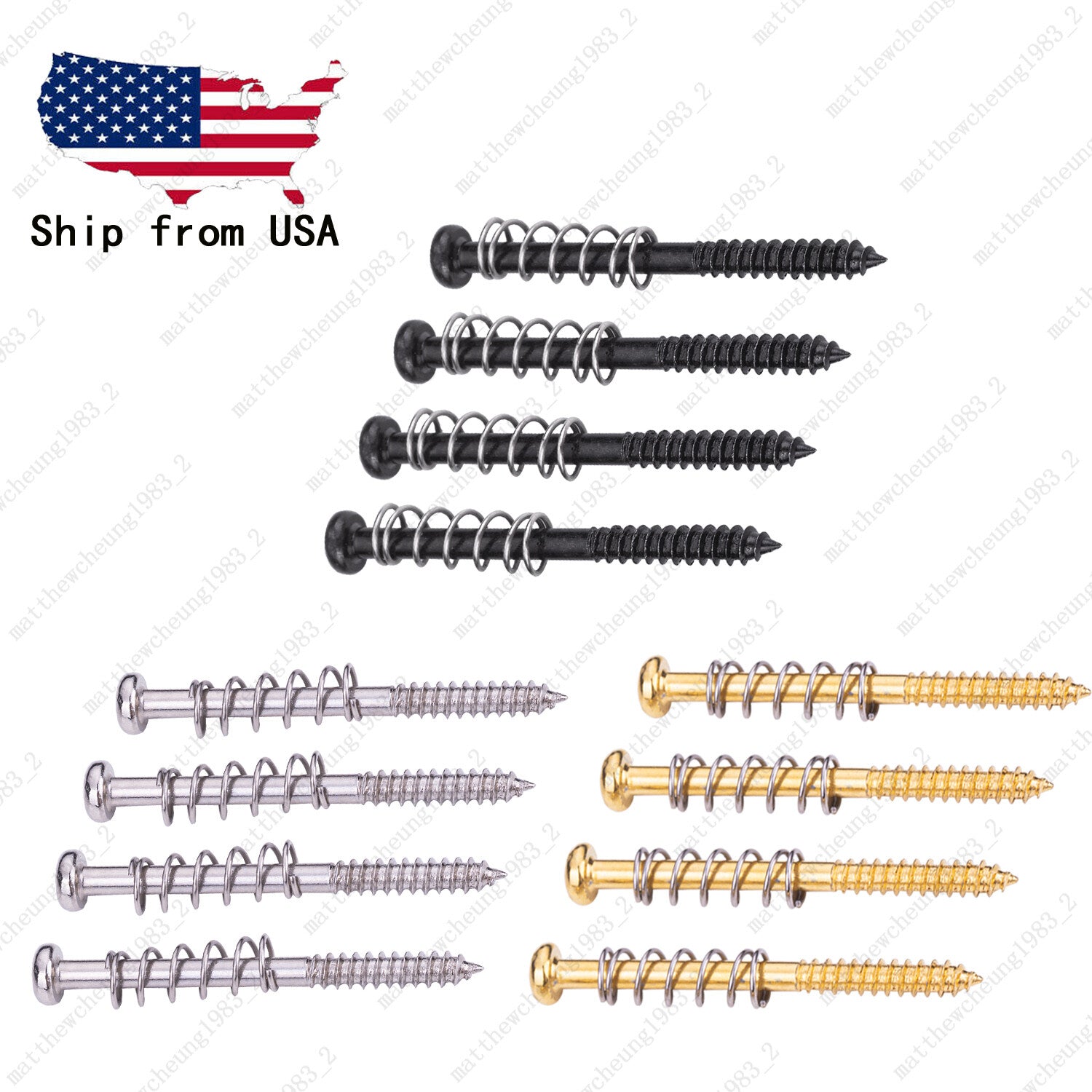 4Pcs M3x38mm Guitar Pickup Height Adjusting Fixing Screw Spring For P90 P J Bass