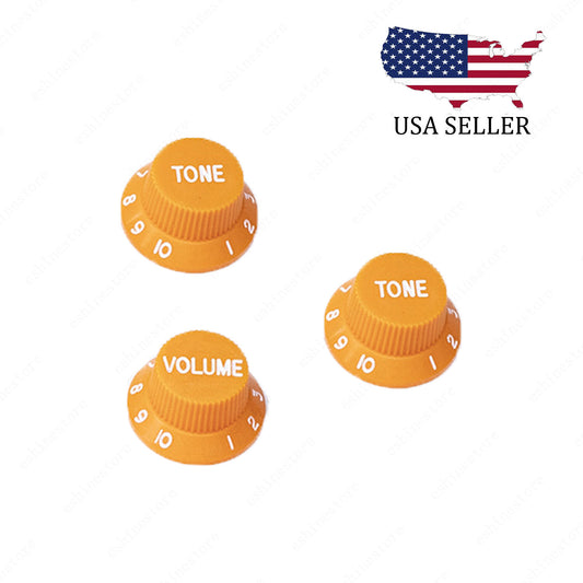 3x Orange/White Numbers Electirc Guitar Knobs Volume Tone Knob fits Stratocaster