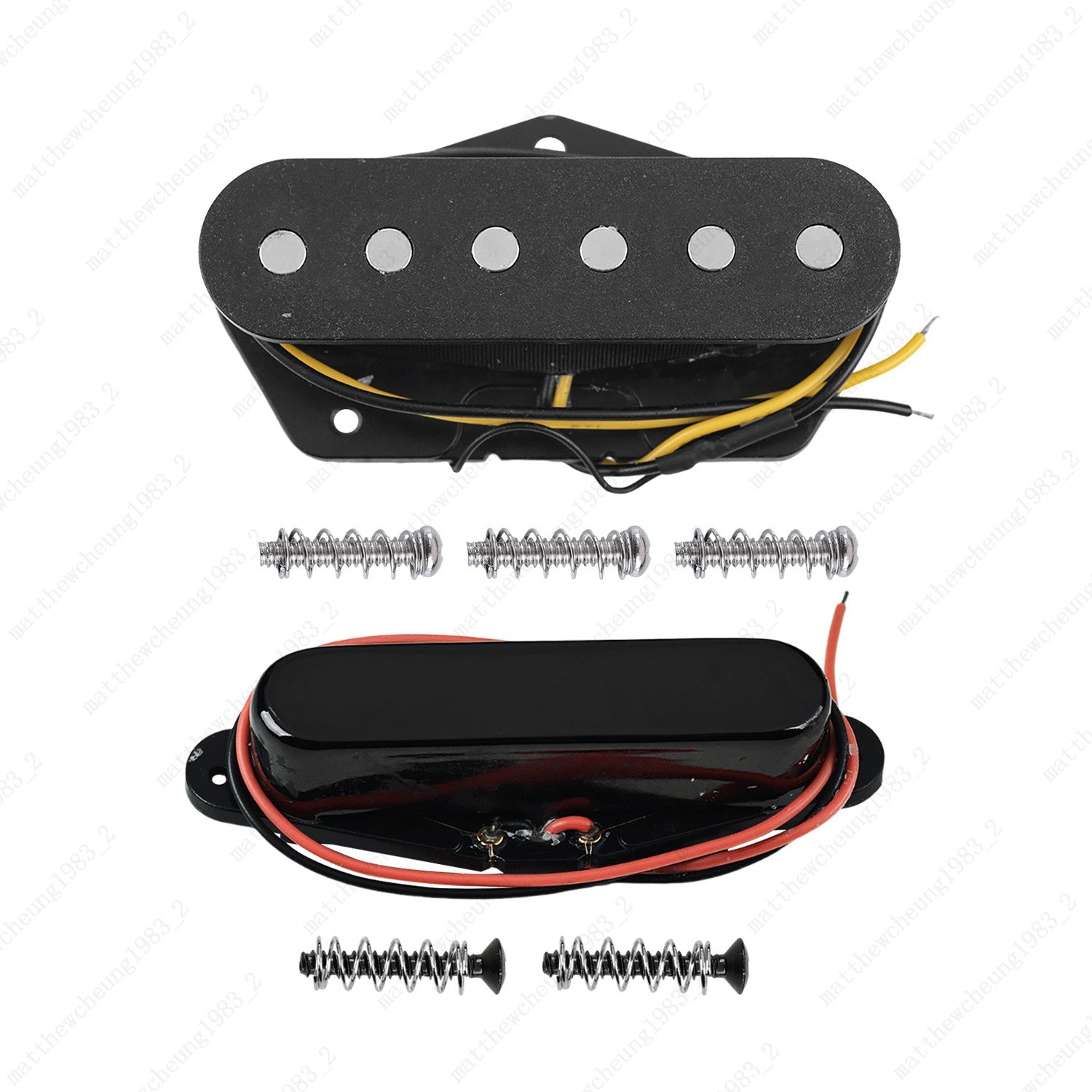 A set of Ceramic Magnet Single Coil Neck+Bridge Pickup for TELE Guitars - Black