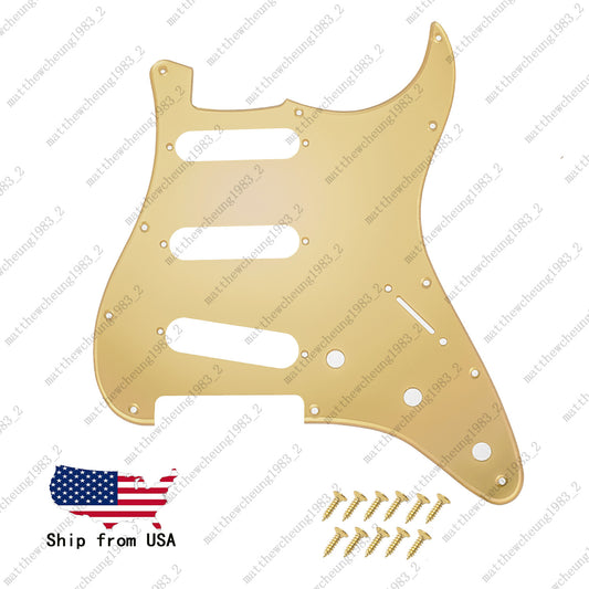 SSS Style 11 Hole Gold Mirror Pickguard Pickup for USA MIM Standard Fender Start