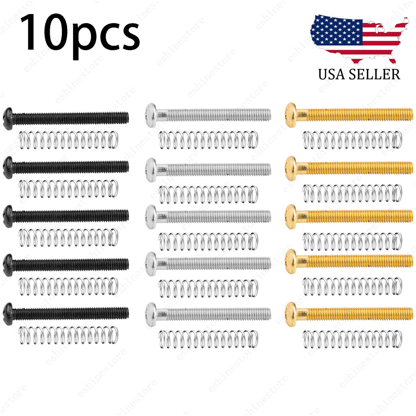 10-Pcs 27mm Metric Humbucker Pickup Height Screws with Spring For Les Paul SG