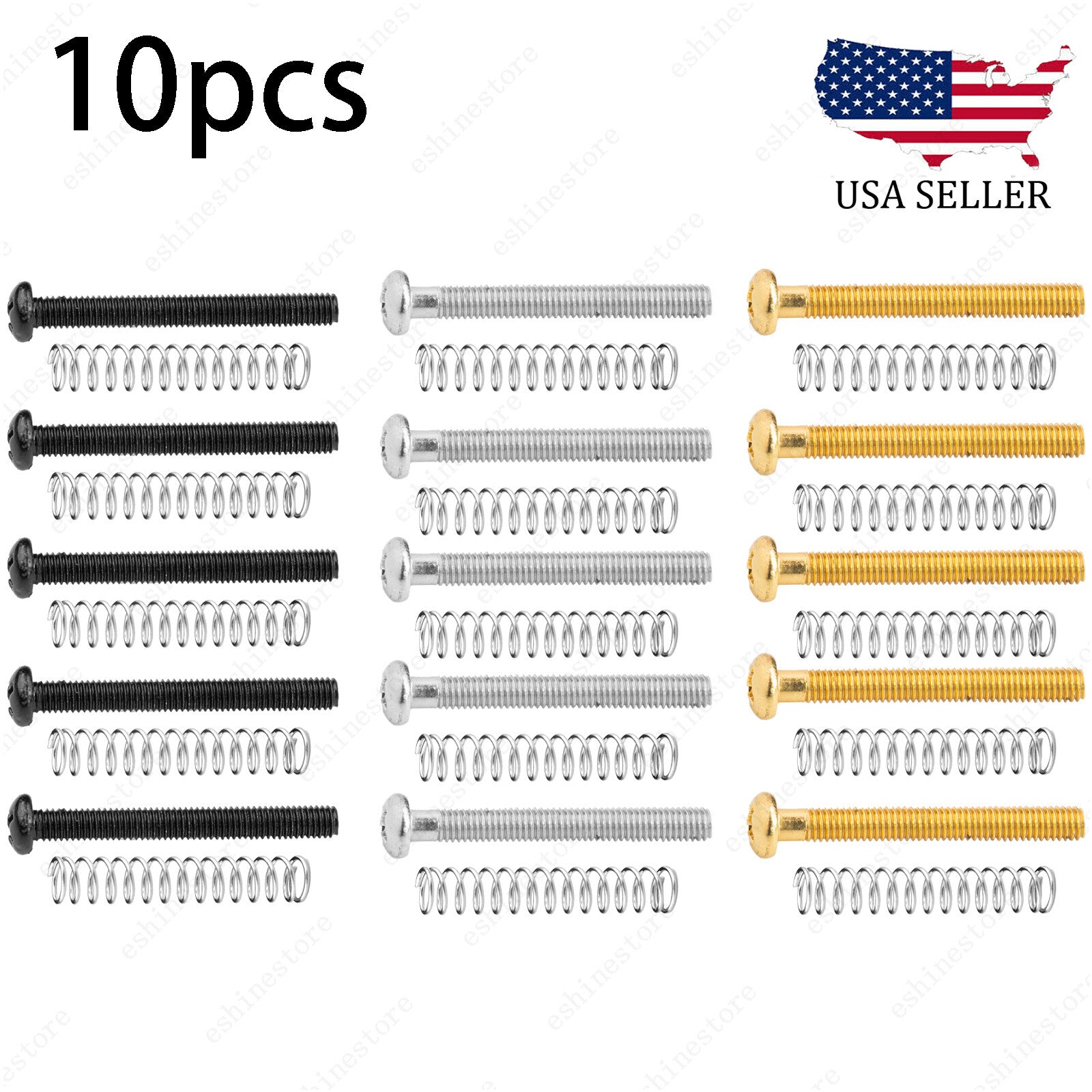 10-Pcs 27mm Metric Humbucker Pickup Height Screws with Spring For Les Paul SG
