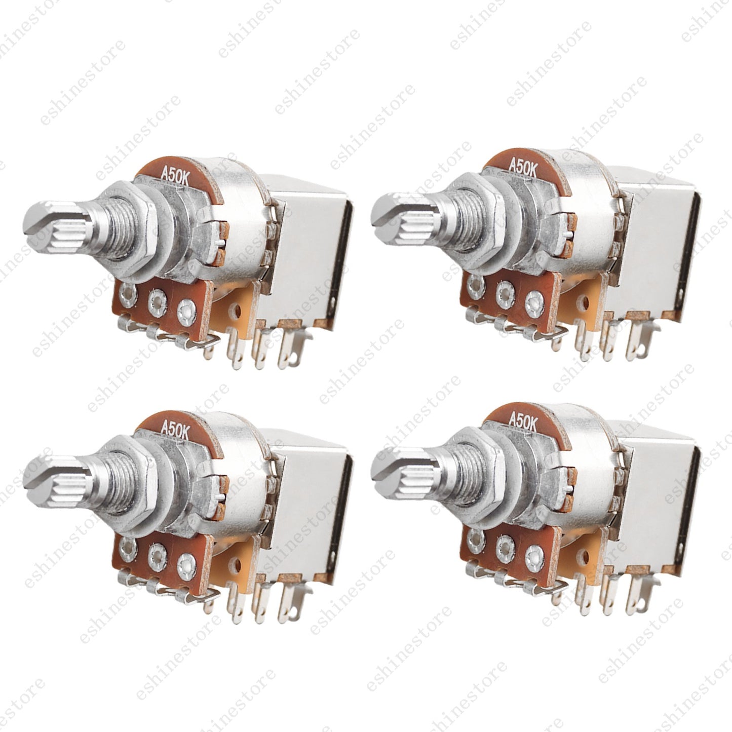 4 Pcs Guitar Push-Pull Pot 18-Split Long Shaft switch,  A/B/25K/50K Tone Volume