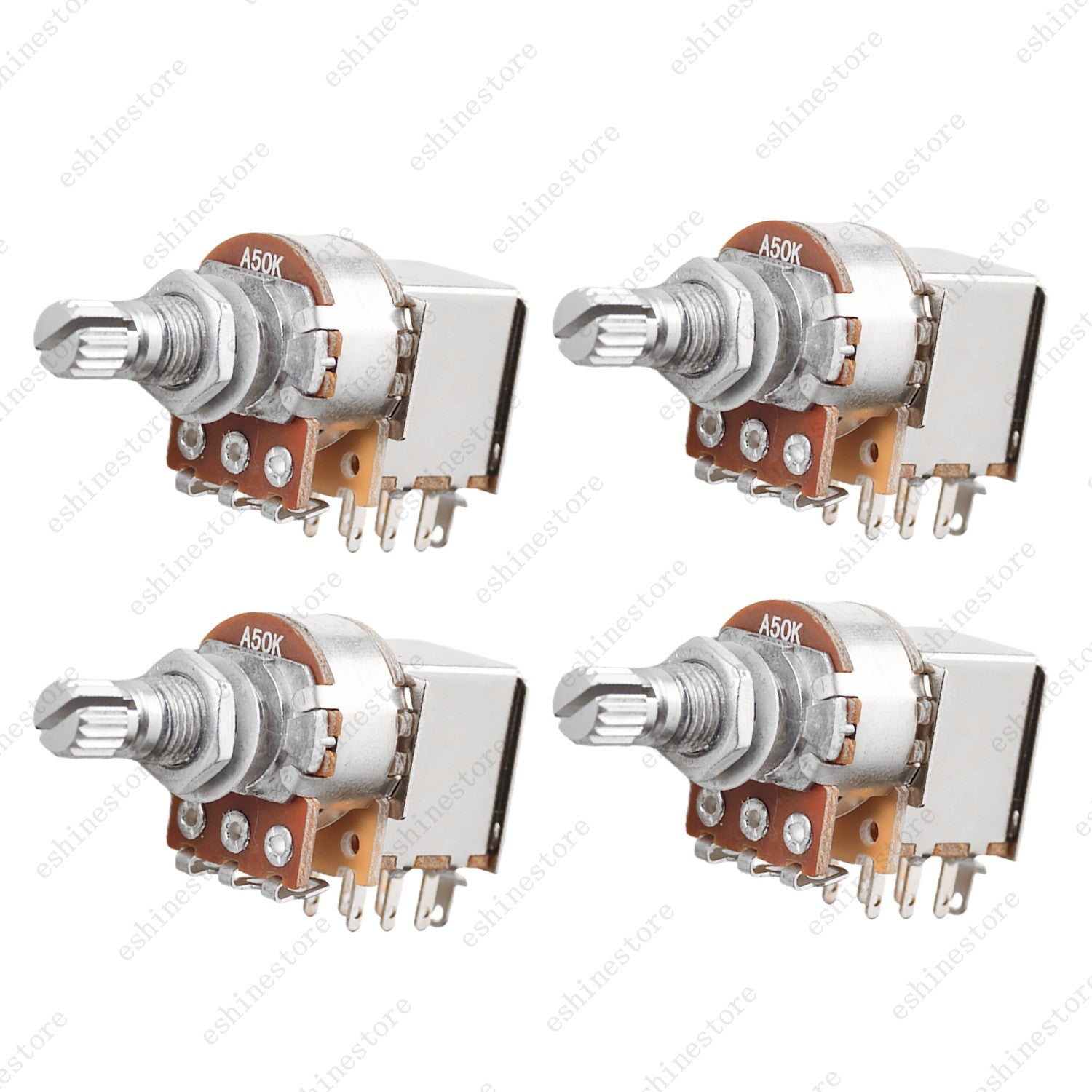 4 Pcs Guitar Push-Pull Pot 18-Split Long Shaft switch,  A/B/25K/50K Tone Volume