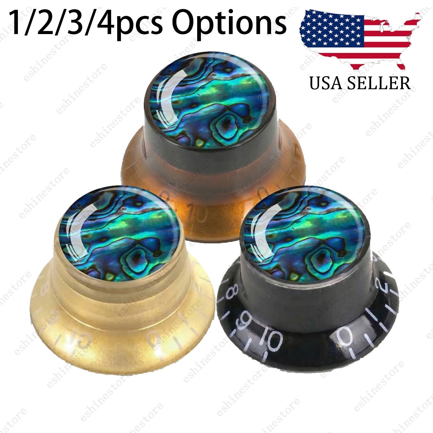 Guitar Reflector Knob with Seashell Pattern Cap Top Hat Knob for Les Paul SG -07