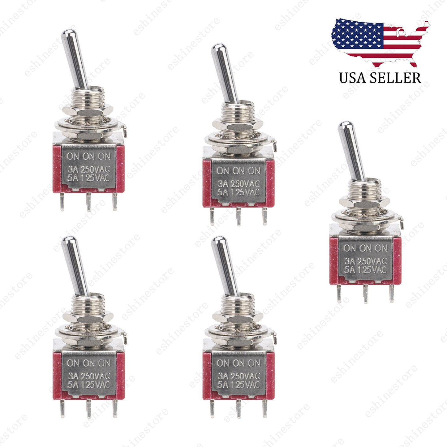 5 PCS Quality Guitar or AMP DPDT 3 Way ON ON ON Toggle Switch Sealed Mini Toggle