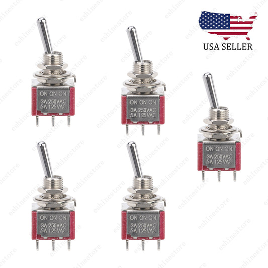 5 PCS Quality Guitar or AMP DPDT 3 Way ON ON ON Toggle Switch Sealed Mini Toggle