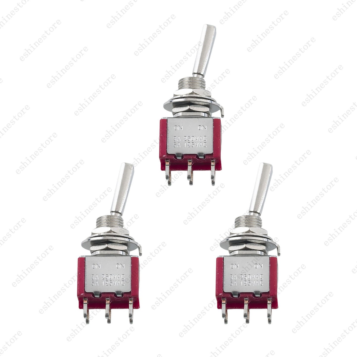 Guitar Flat Lever DPDT 2-Way 6 Pin ON ON Mini Toggle Switch for Split Coil - RED