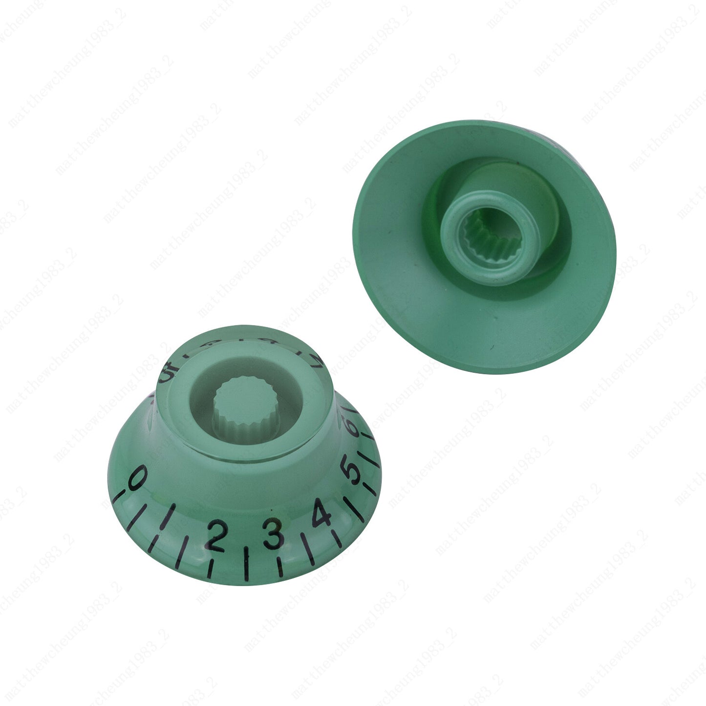 4x Guitar Bell Knobs 18 Fine Spline Top Hat  Knobs for SG Les Paul Green Black