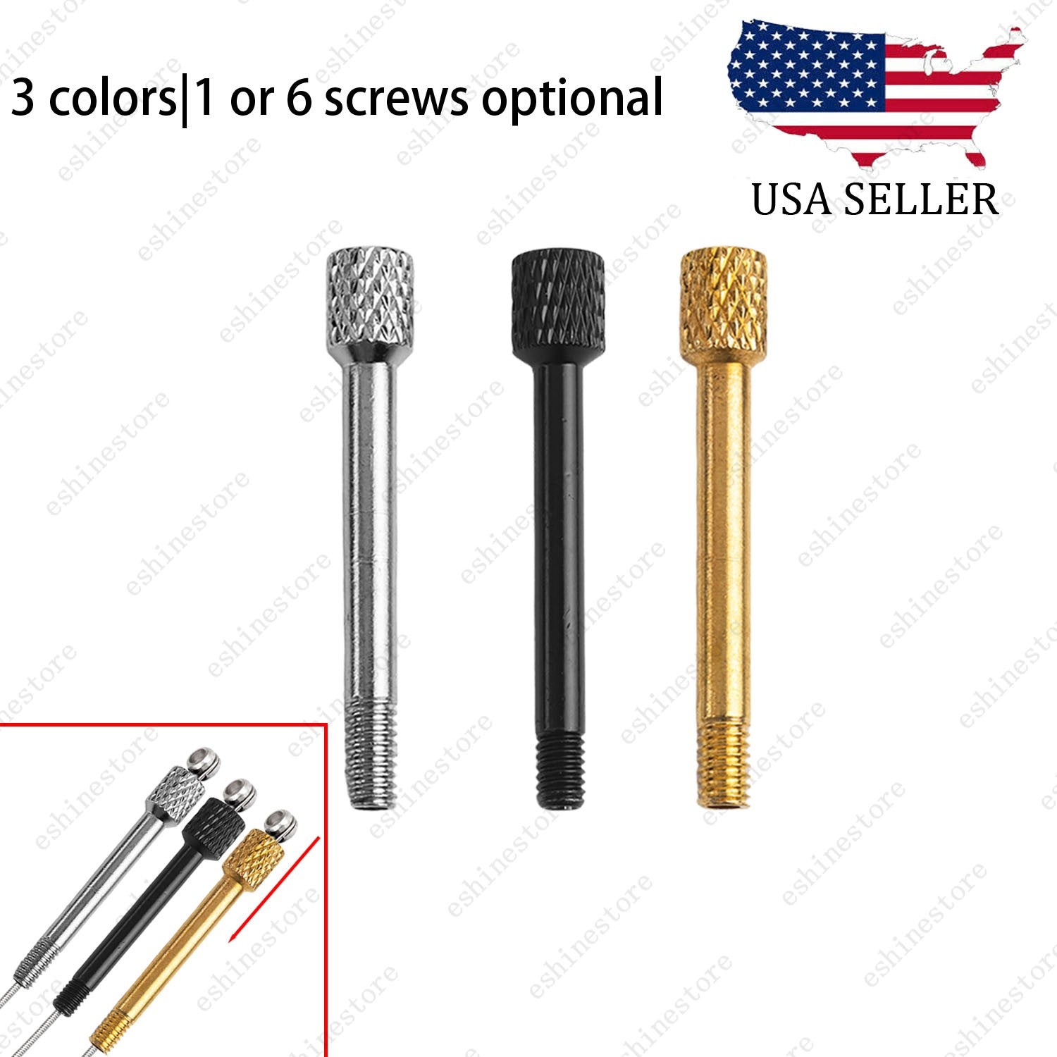 Brass Guitar Tremolo Bridge Saddle Clamp Locking Screws (Without Insert Block)