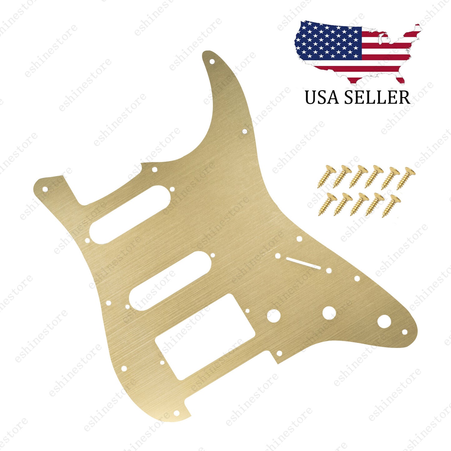 11-Hole Metal Matte Aluminum Anodized ST HSS Pickguard For Fender Strat Gold