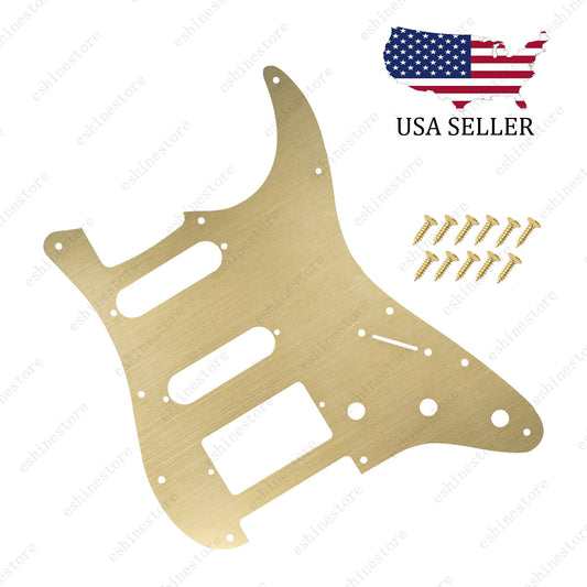 11-Hole Metal Matte Aluminum Anodized ST HSS Pickguard For Fender Strat Gold