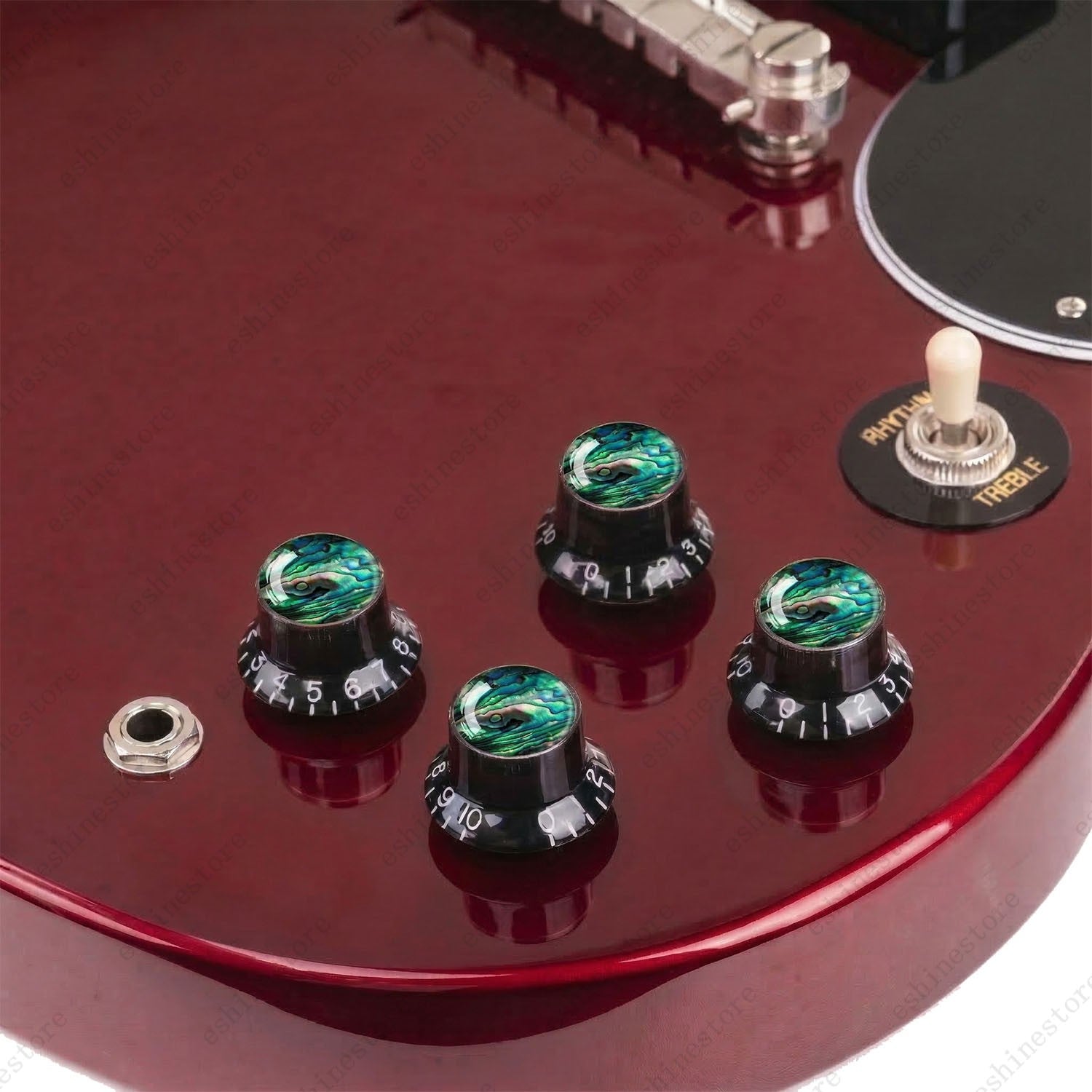 Guitar Reflector Knob with Seashell Pattern Cap Top Hat Knob for Les Paul SG -10