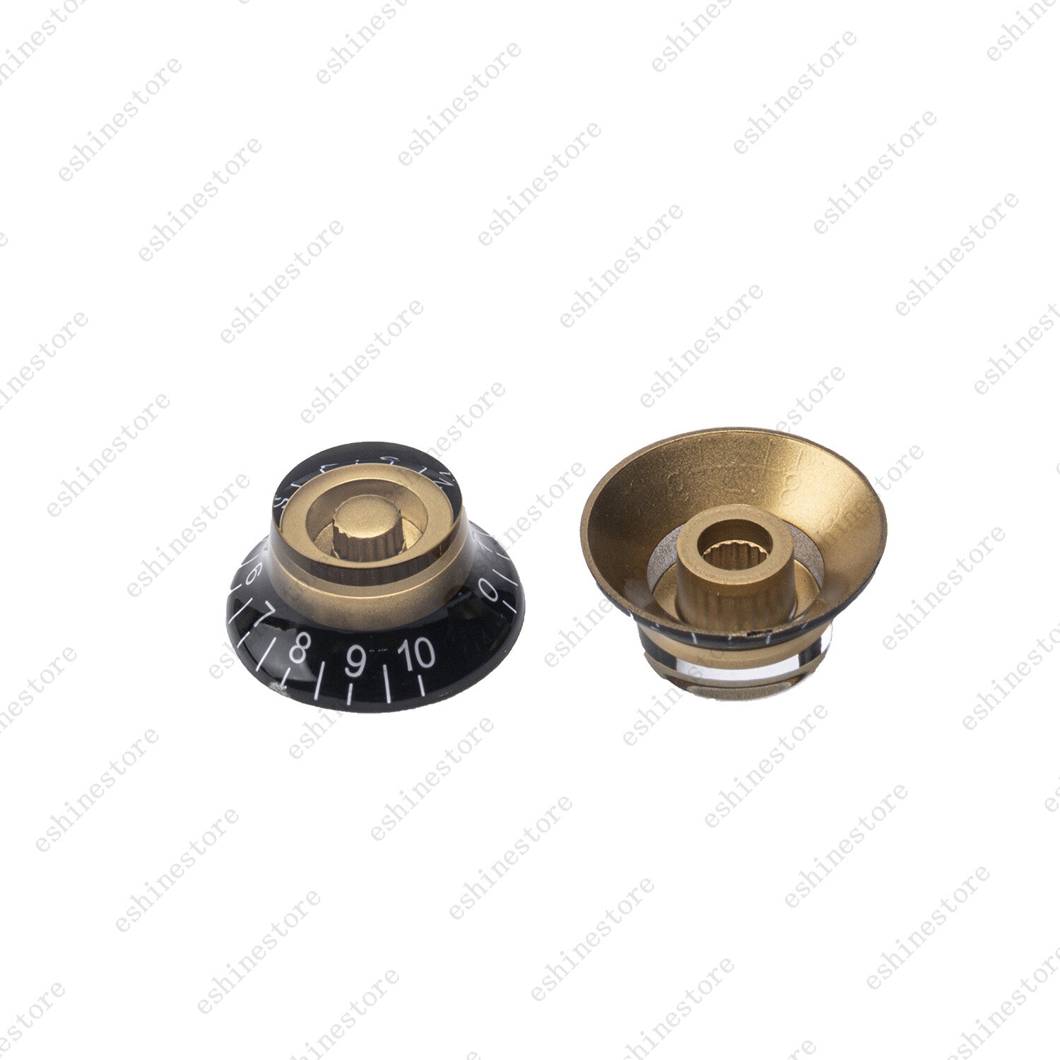 4 Pcs Gold/Black 18 Fine Splines Speed Knobs Top Hat Bell Knobs For Les Paul SG