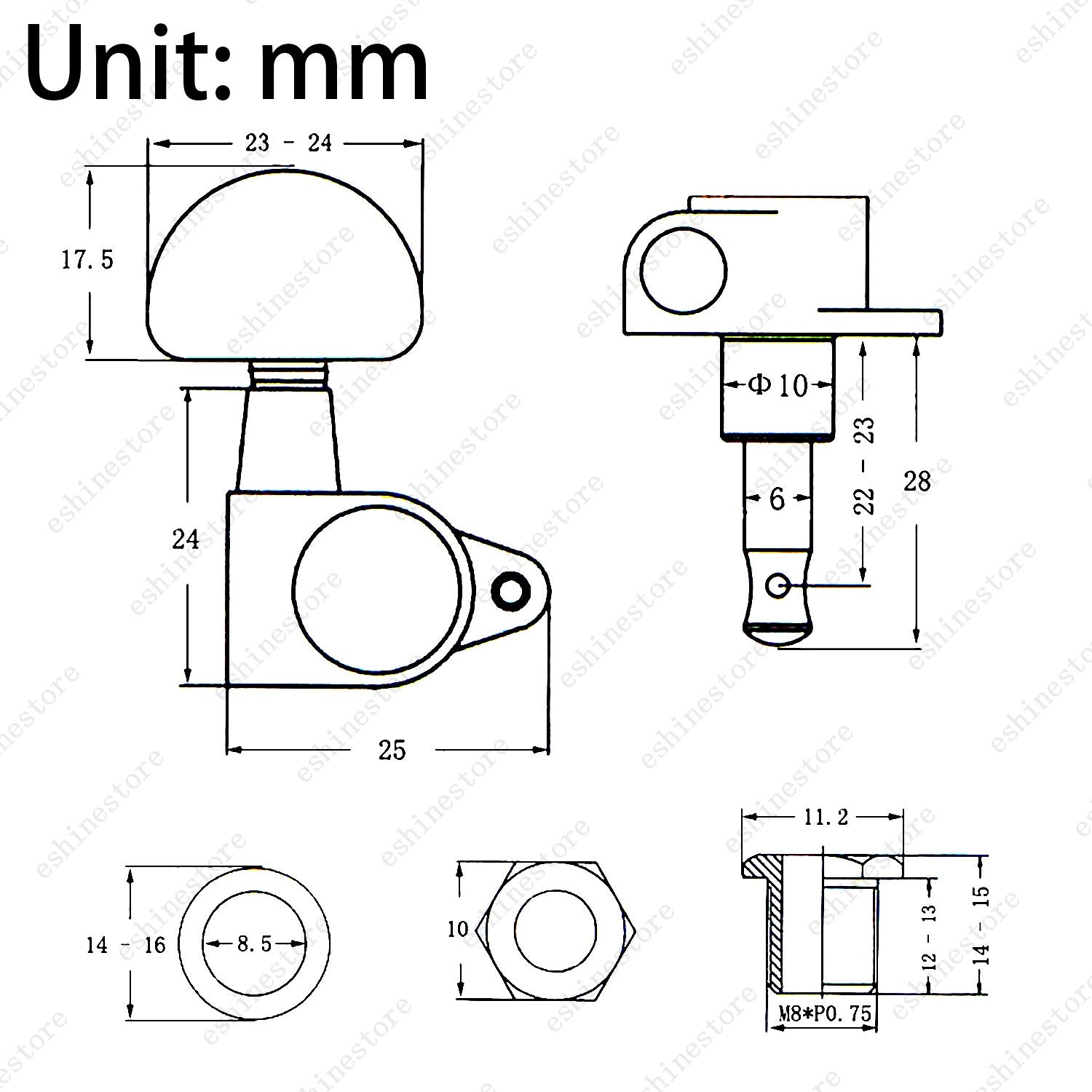 1:15 Fully Enclosed Guitar String Tuning Peg Machine Head for Acoustic Guitar