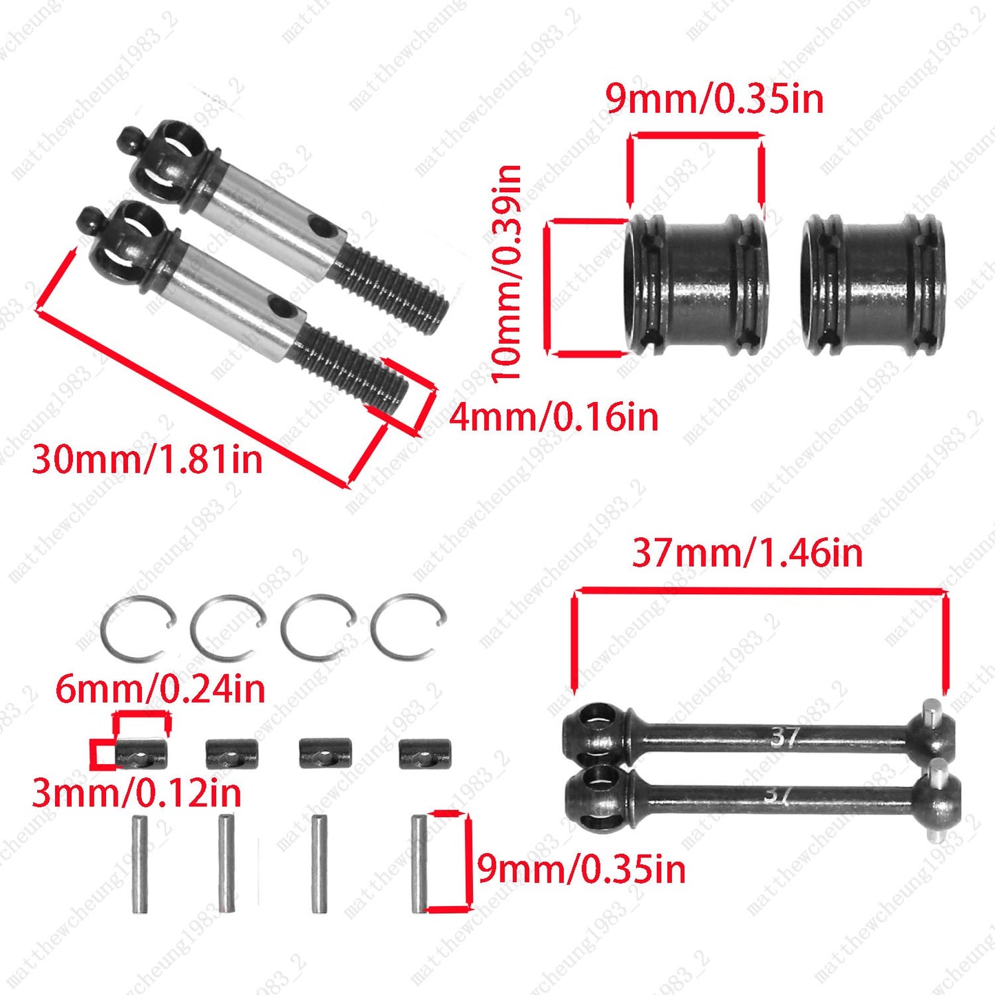 1 Set Upgrade Two-Stage Carbon Steel CVD Drive Shaft for RC 37/39/42mm Optional