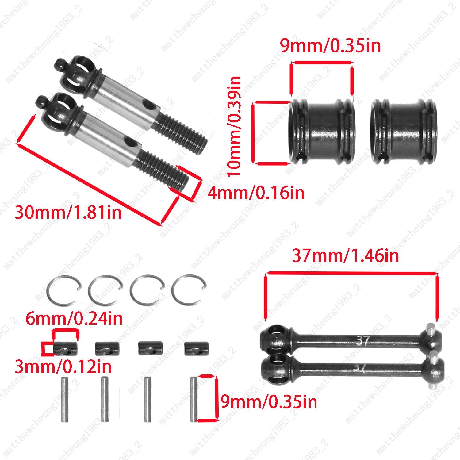 1 Set Upgrade Two-Stage Carbon Steel CVD Drive Shaft for RC 37/39/42mm Optional