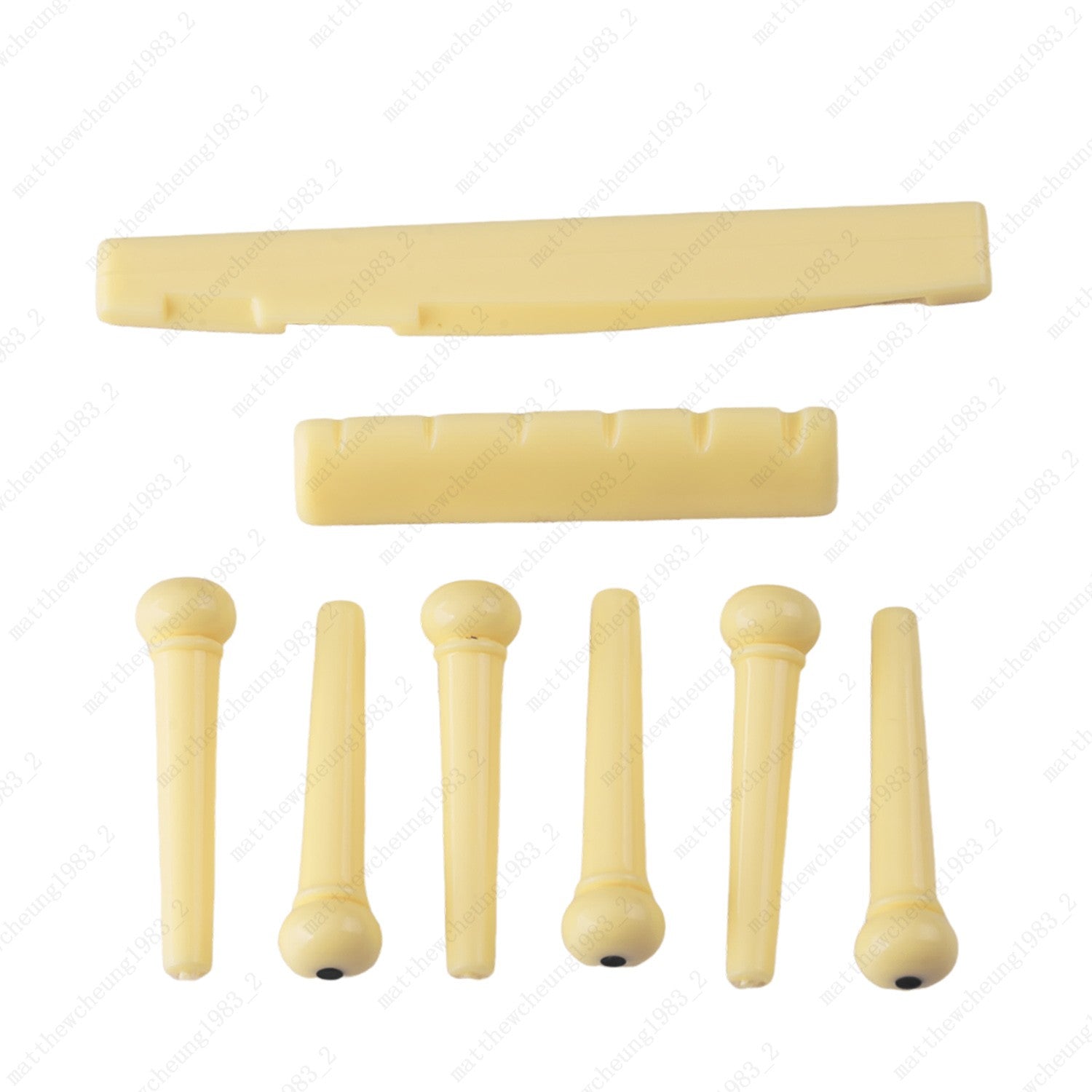 1 set of Plastic 6-String Guitar Nut & Saddle + Bridge Pin for Acoustic Guitar