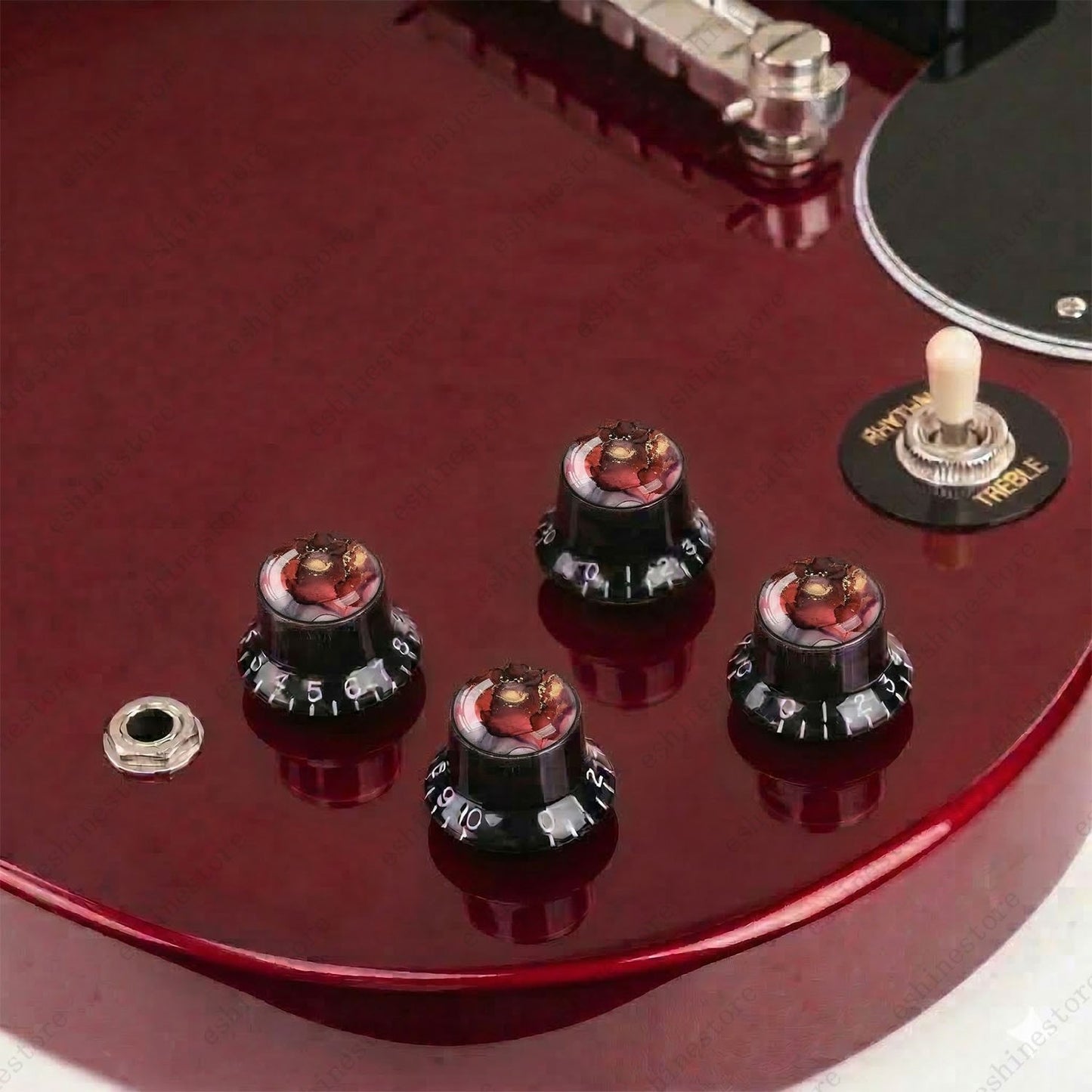 Guitar Reflector Knobs with Abstract Art Cap Top Hat Knobs for Les Paul SG - 07