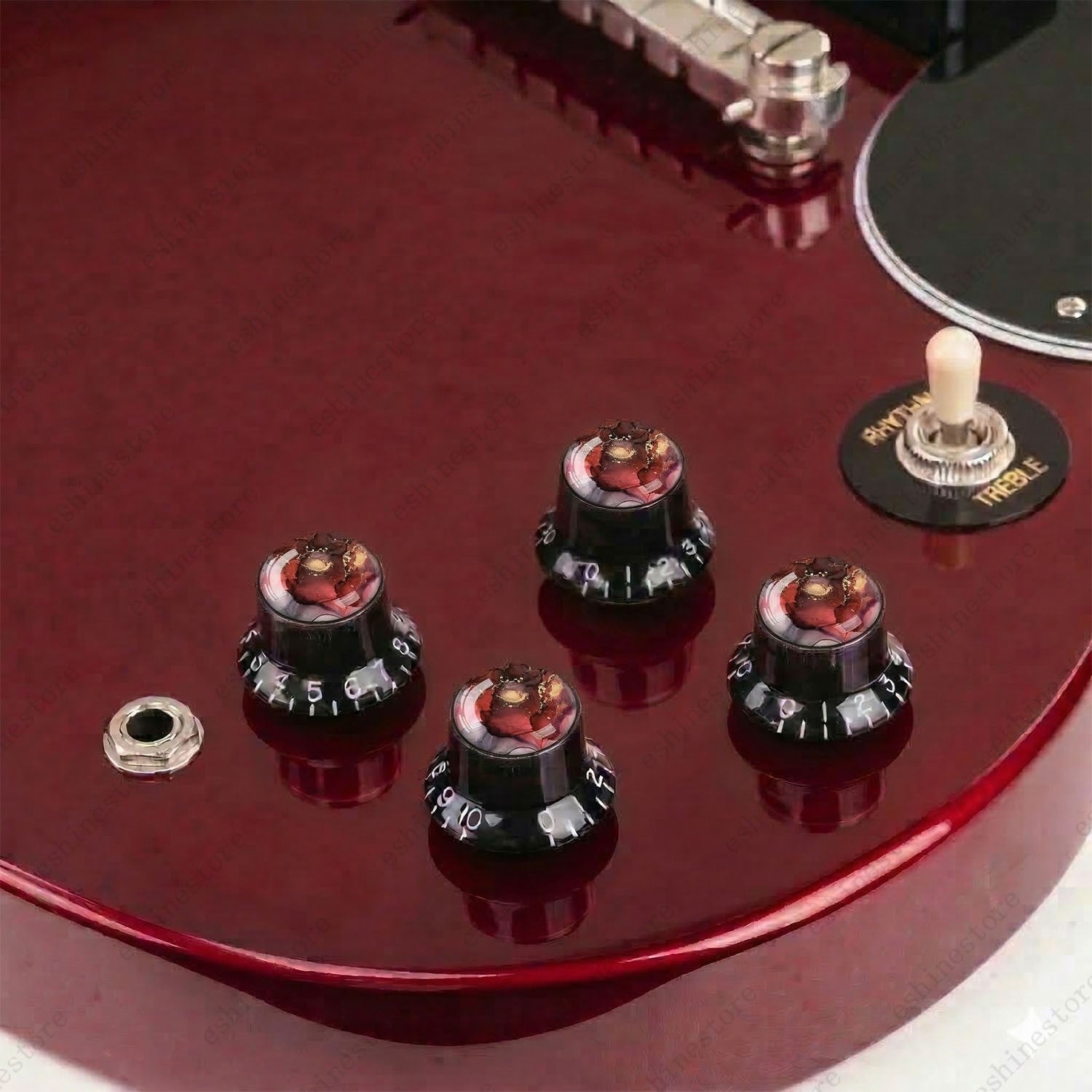 Guitar Reflector Knobs with Abstract Art Cap Top Hat Knobs for Les Paul SG - 07