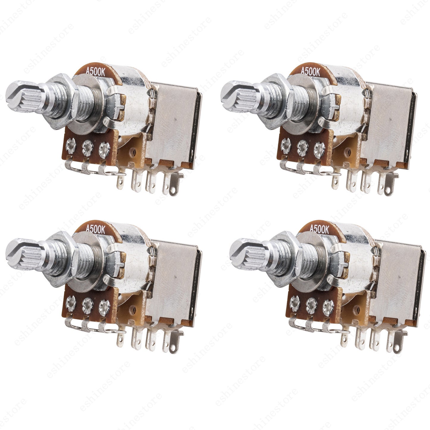 4 Pcs Guitar Push Pull Pot 18-Split Long Shaft switch, A/B/250/500K Tone Volume