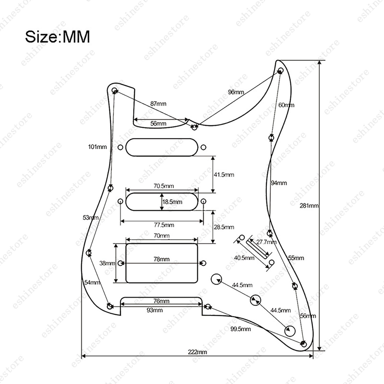 11 Hole SSH 3 Ply Guitar Pickguard & Back Plate Multi Colors For Stratocaster