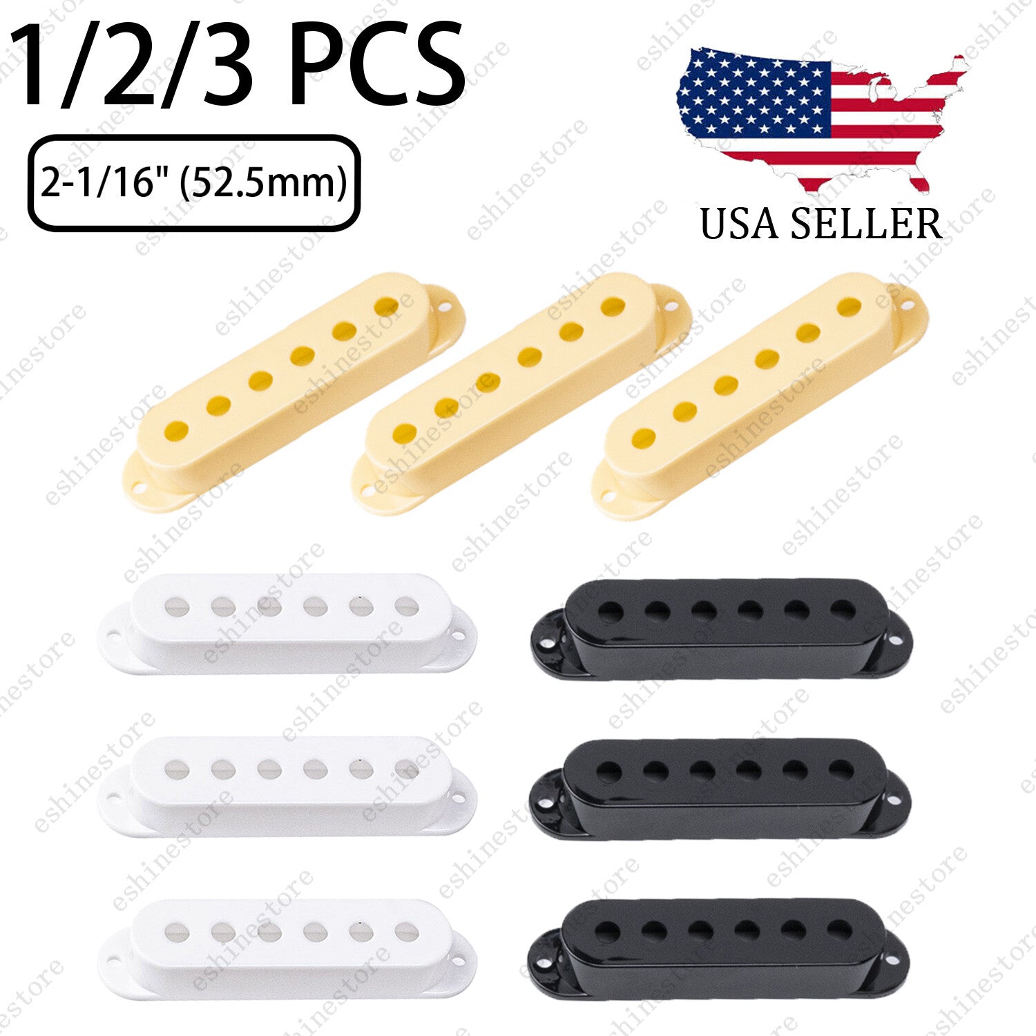1/2/3Pcs Plastic Single Coil Pickup Covers For Fender MIM USA ST 2-1/16" 52.5mm