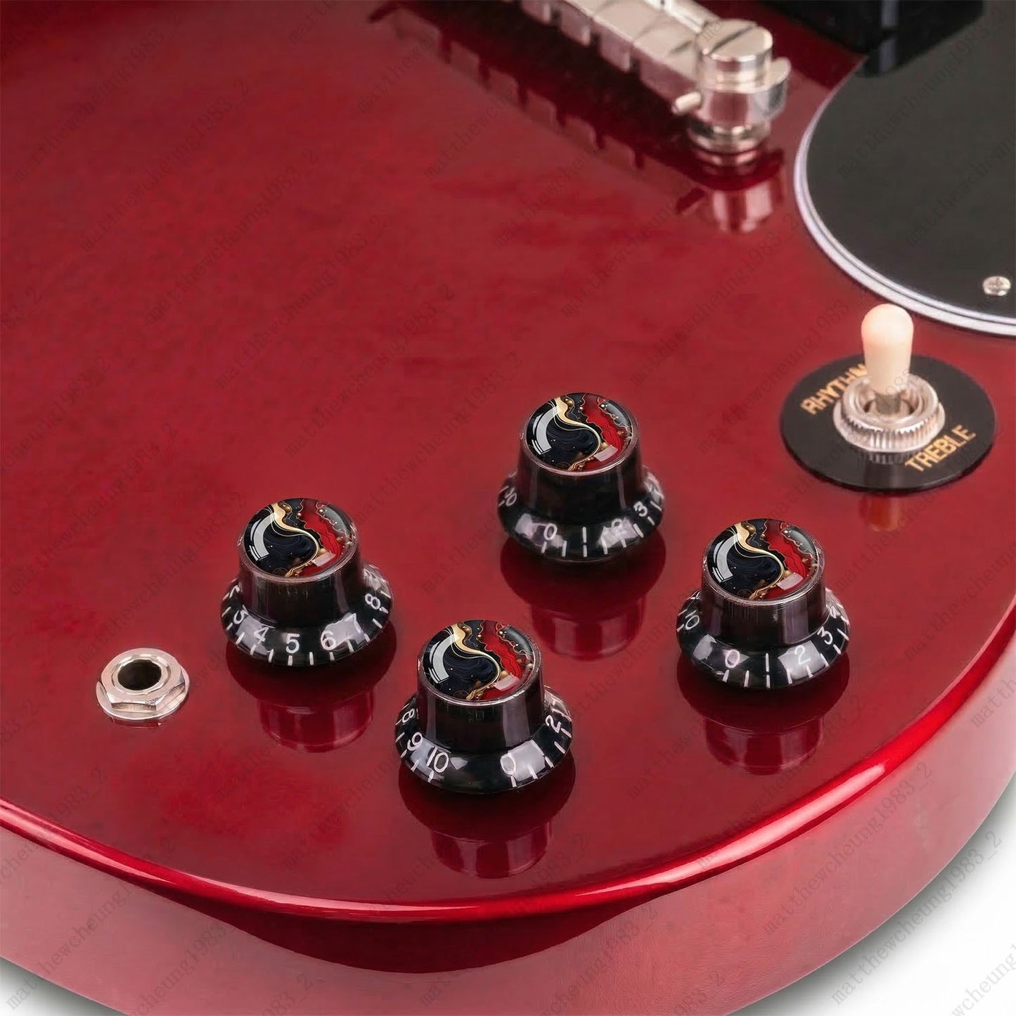 4Pcs Gold Guitar Reflector Knobs For Les Paul SG -10 Abstract Art Style Options