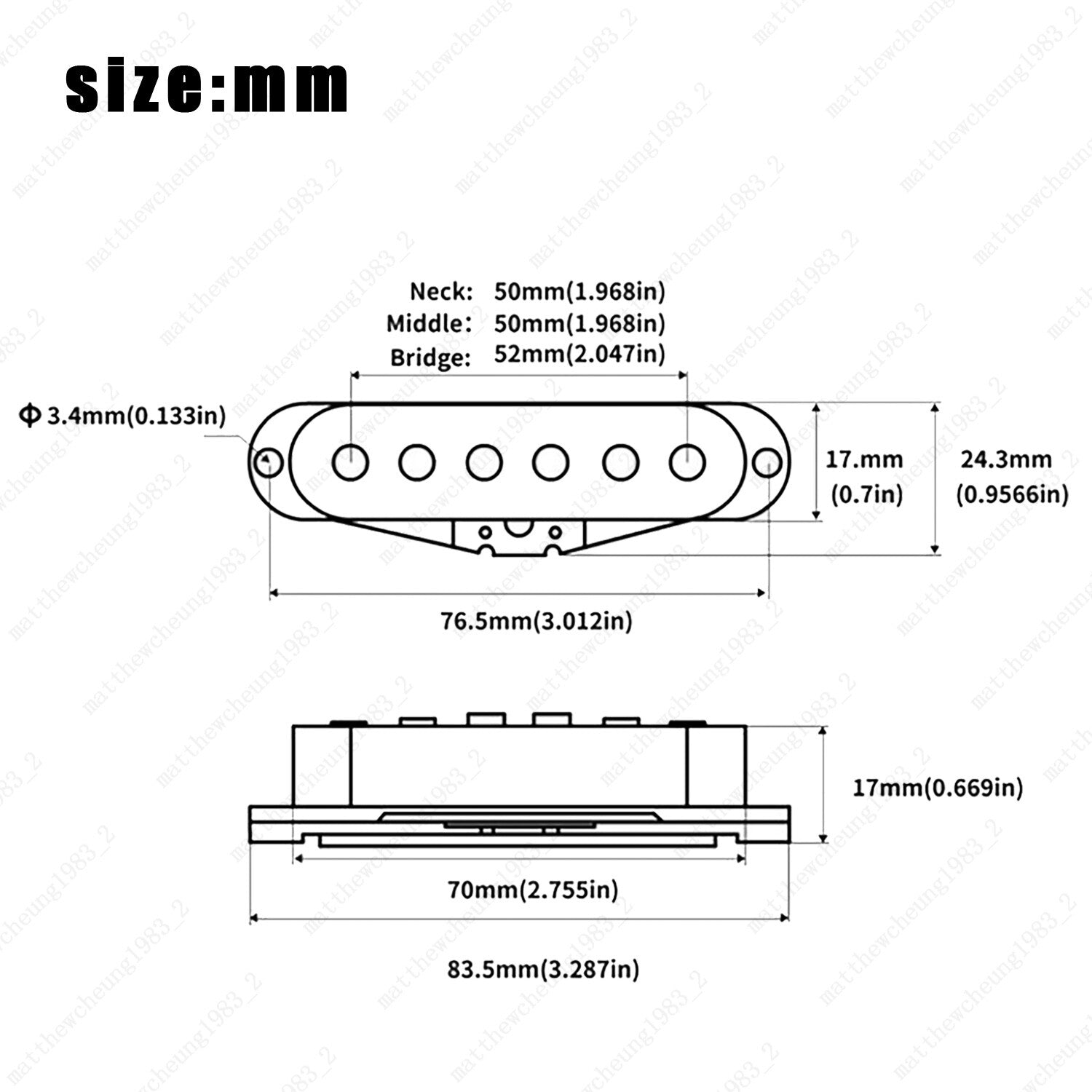 Single Coil SSS Alnico V Magnet Pickup Guitar Neck Middle Bridge for Strat