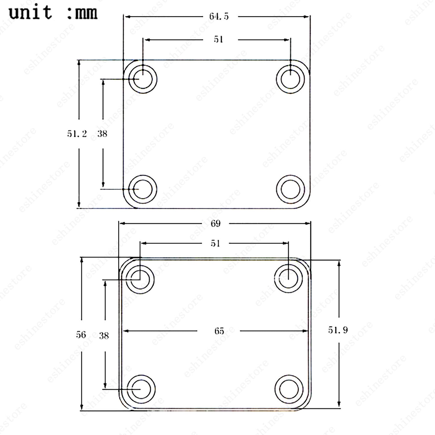Set of 1 Electric Guitar Neck Plate With Screws For Strat Tele Mulit Color