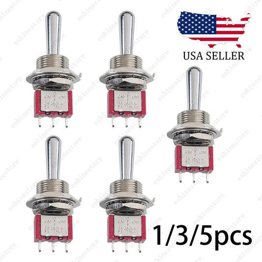 1/3/5 x Guitar 3Pin 3-Way (ON)-OFF-(ON) Momentary Fat Bat Toggle Switch Sealed