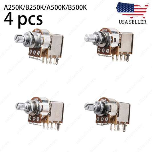 4 Pcs Guitar Short Shaft 15mm Push-Pull pot switch A/B250/500K Tone Volume