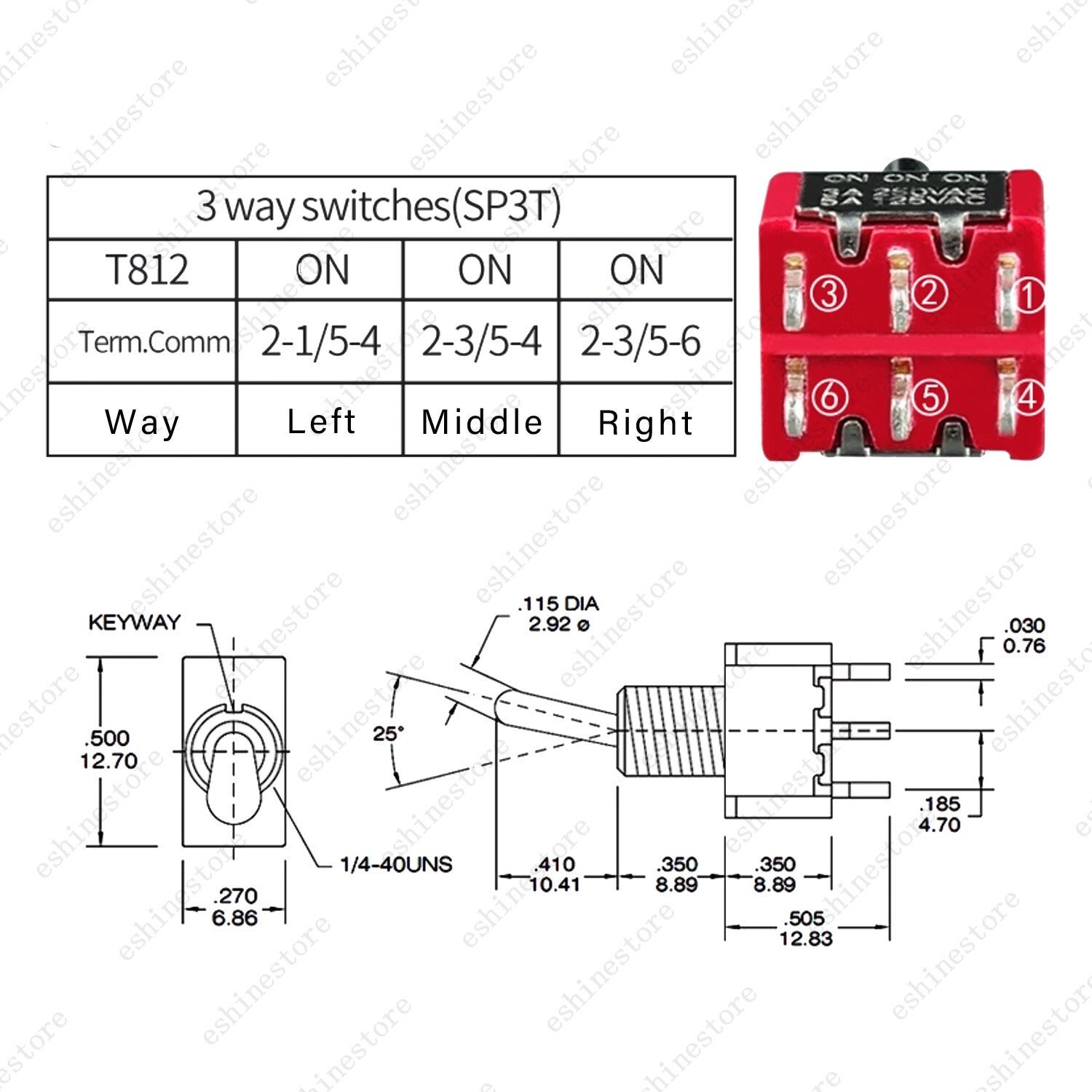 Guitar or AMP DPDT 3 Way 6 Pins ON ON ON Toggle Switch Sealed Mini Toggle