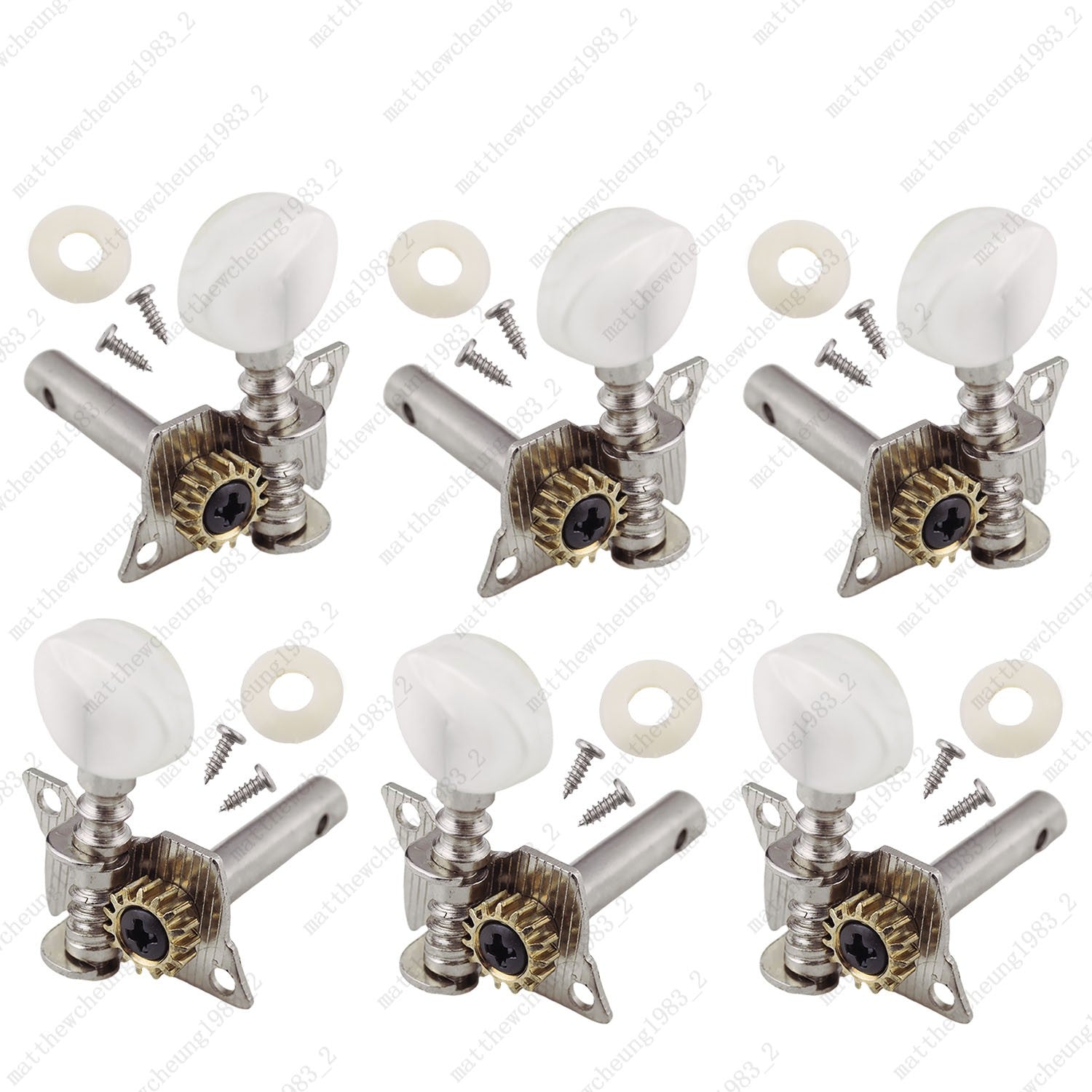 Open-Gear Guitar Machine Heads 1:15 Ratio for Acoustic Guitar White Pearl Button