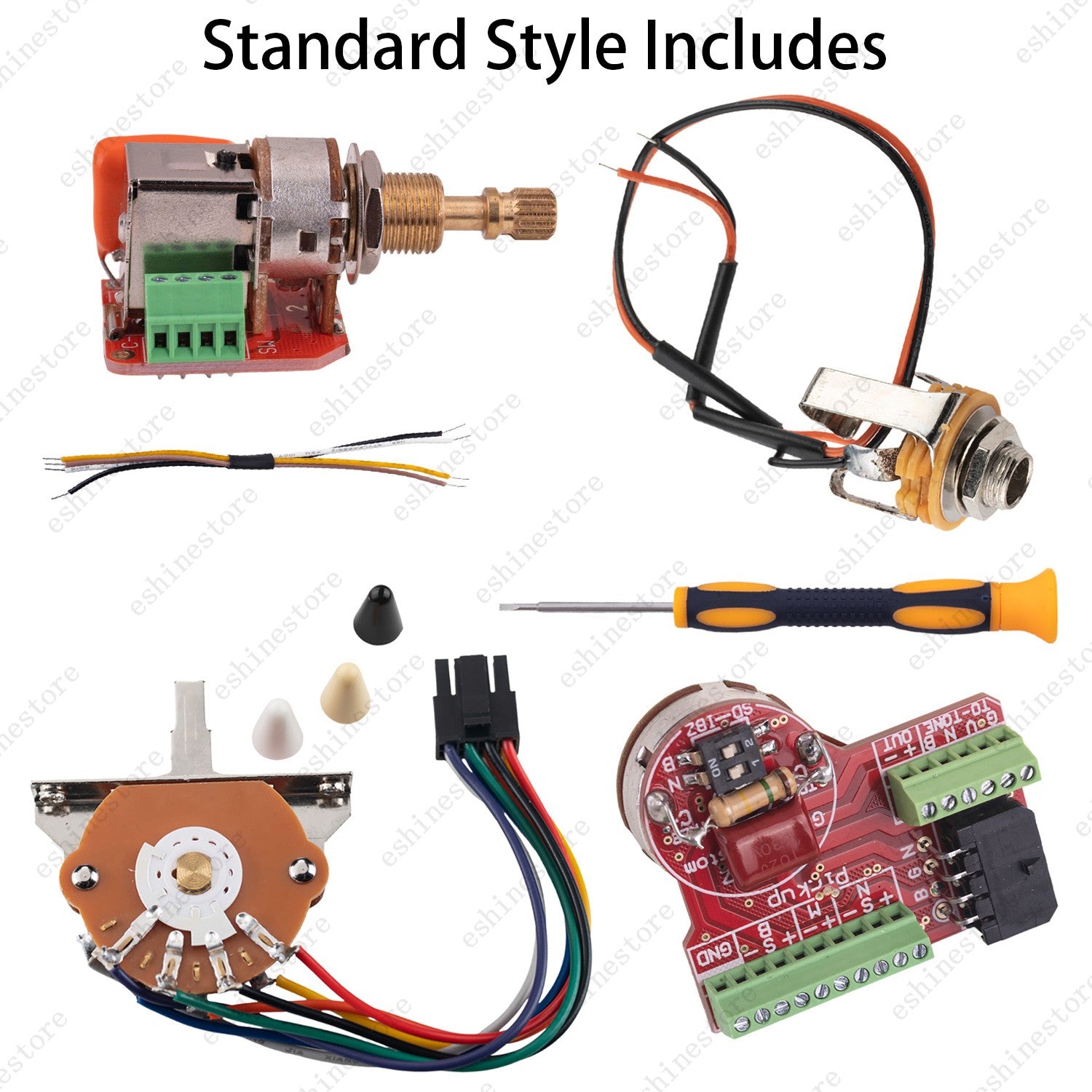 Solderless HSH Wiring Harness Brass shaft Pots w/ 5-Way Switch for Ibanez OR ST