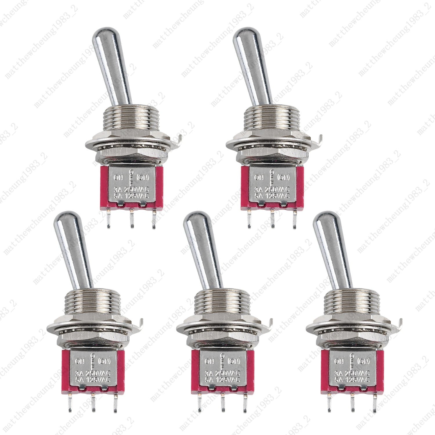 1/3/5pcs Guitar Momentary SPDT 3Pin 3-Position (ON)-OFF-ON Fat Bat Toggle Switch