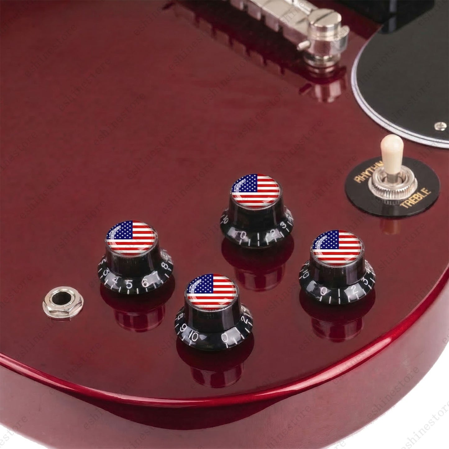 Guitar Reflector Knobs w/ American Flag Design Cap Top Hat Knobs for Les Paul SG