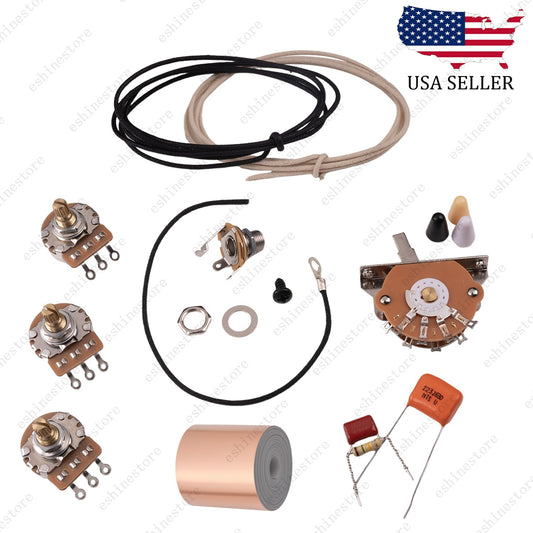 Electric Guitar DIY Guitar Wiring Kit 250/500K Pots for Fender Stratocaster