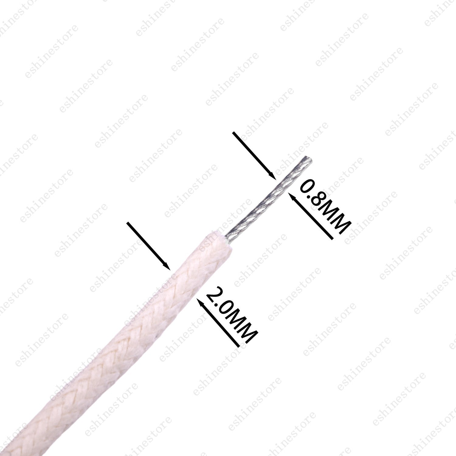 1/3/5/10 ft Vintage-Style Waxed Cloth-Covered Braided Guitar Wire Pushback-White