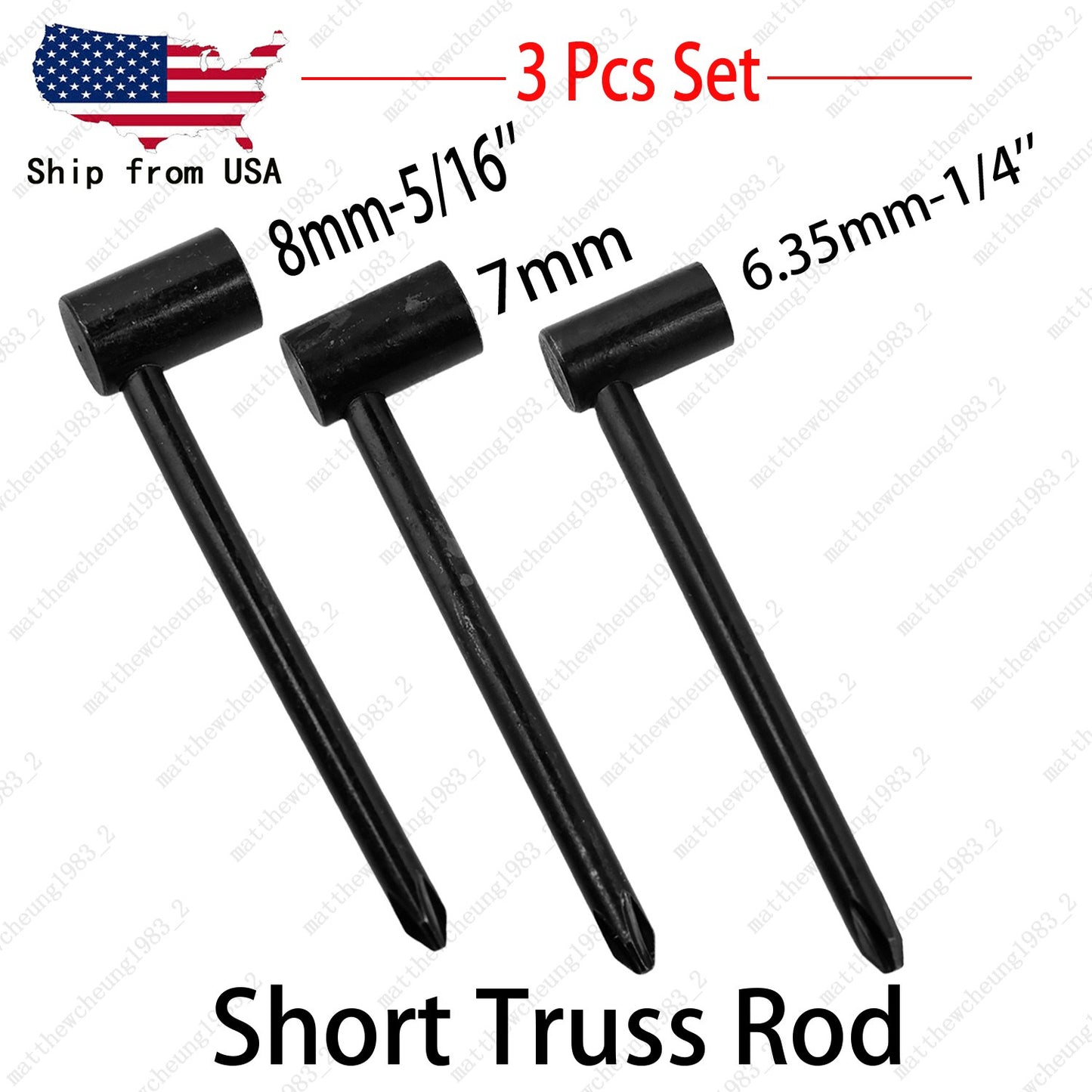 3 Size Metal Guitar Short Truss Rod Repaire Adjustment Hex Box Wrench - Black