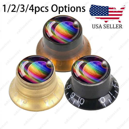 Guitar Reflector Knobs w/ Rainbow Ball Design Cap Top Hat Knobs for Les Paul SG