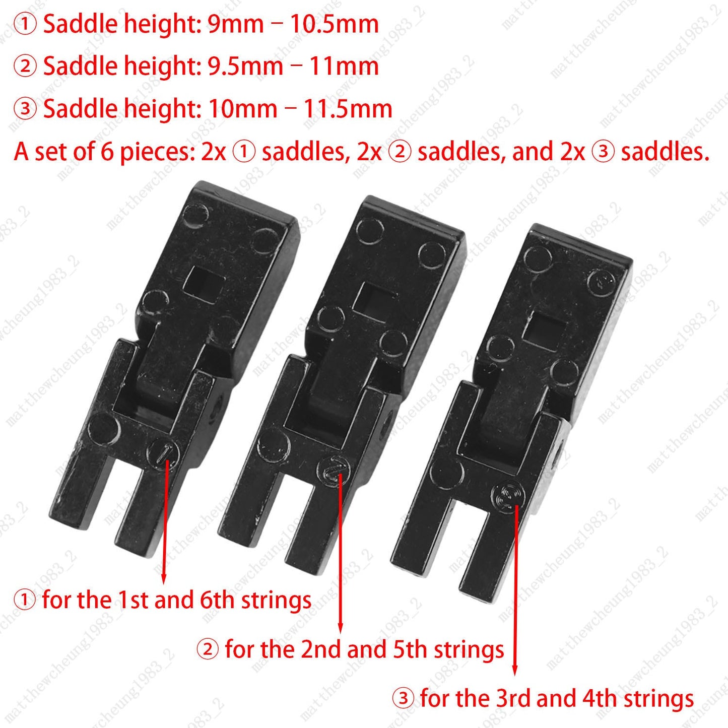 Double Locking Tremolo Bridge Saddles Set Without Insert Block for FR System