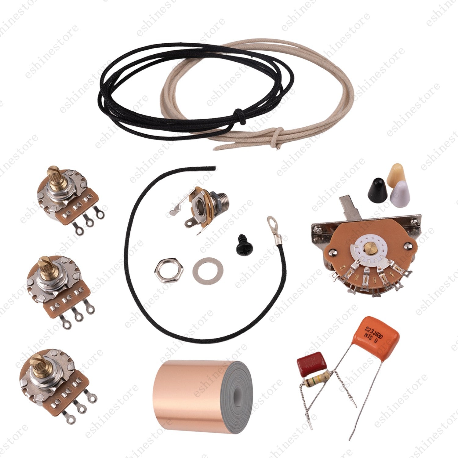 Electric Guitar DIY Guitar Wiring Kit 250/500K Pots for Fender Stratocaster