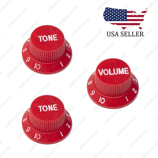 3x Red/ White Numbers Electirc Guitar Knobs Volume Tone Knob For Stratocaster