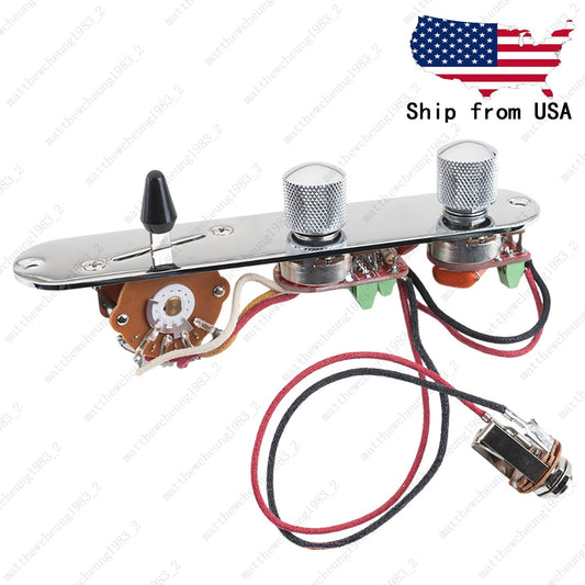 Solderless Brass Shaft Pots Control Plate Harness w/ 3 Way Switch for Telecaster